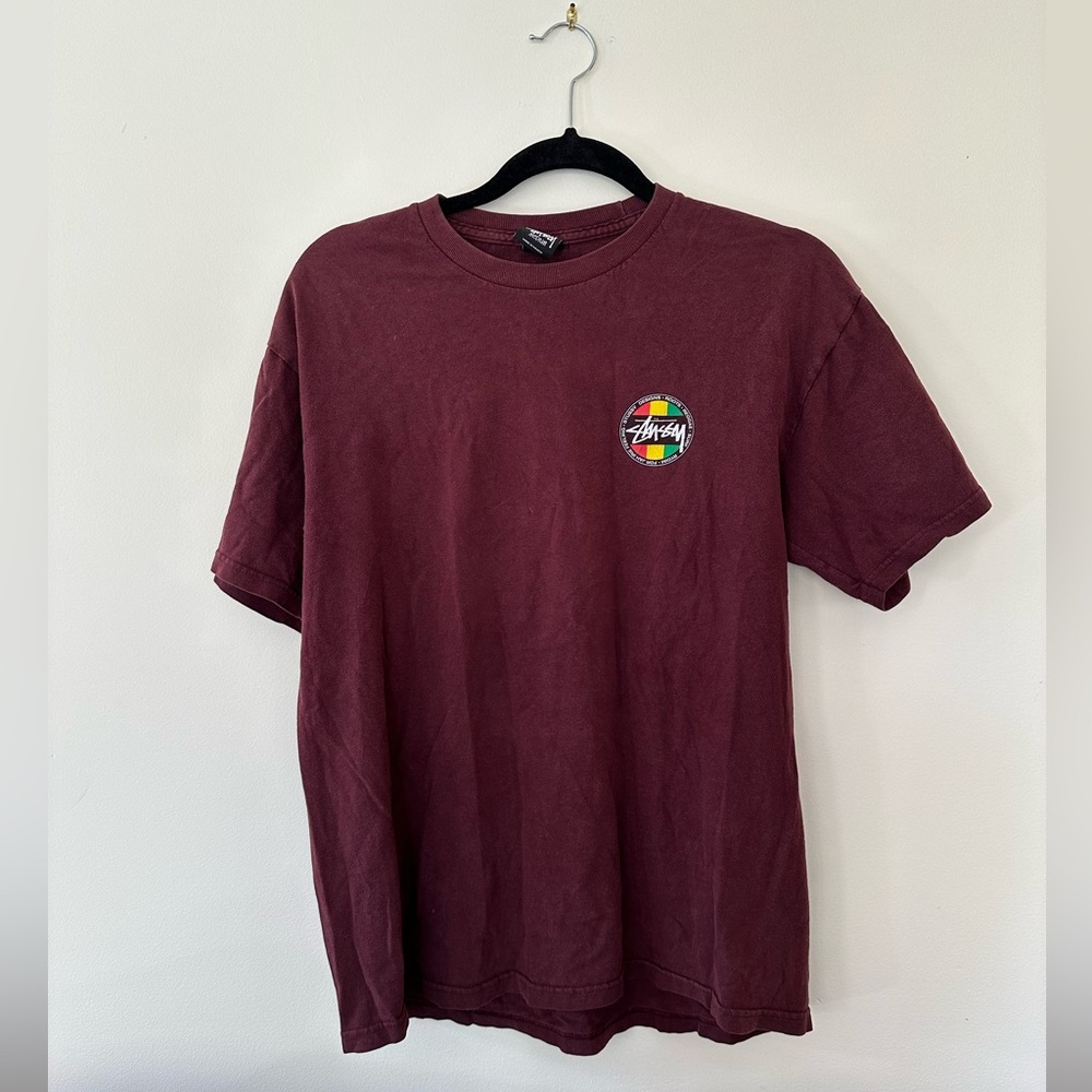 Stussy Rasta Maroon T Shirt